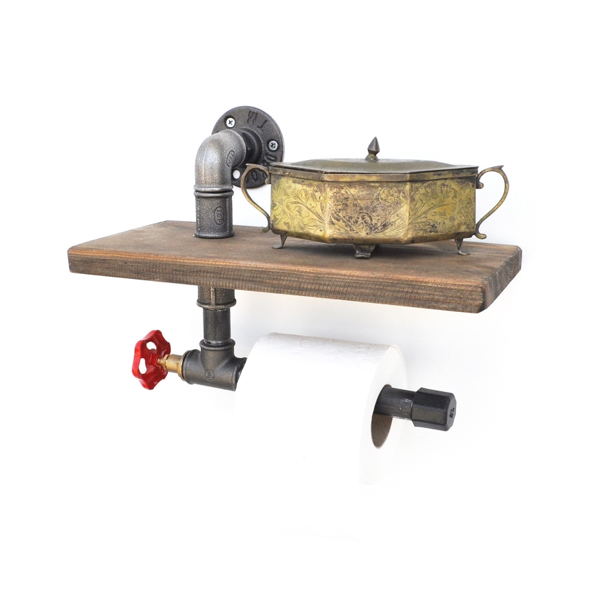 Suporte para papel higiénico com uma prateleira BORURAF 22x31 cm spruce