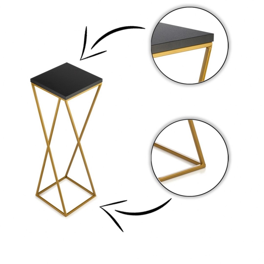 Suporte para plantas LOFT 70x24 cm dourado/preto