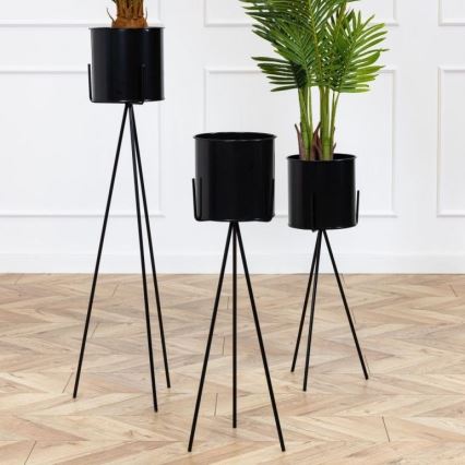 Suporte para plantas TRIPÉ 110x25 cm preto