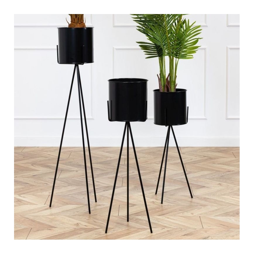 Suporte para plantas TRIPÉ 110x25 cm preto