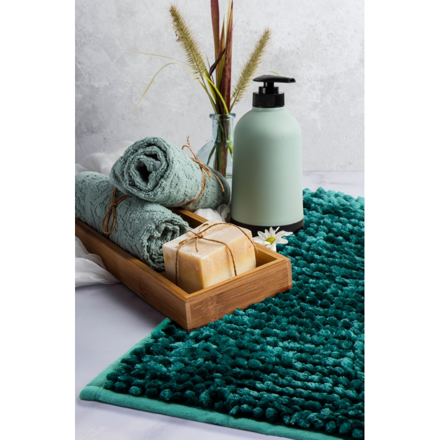Tapete de banho antiderrapante CHENILLE 50x80 cm turquesa