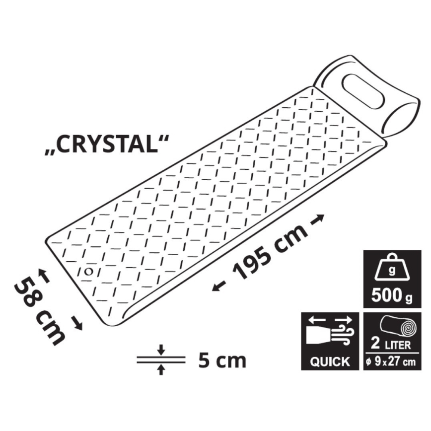 Tapete de campismo insuflável ultra-leve 500 g cinzento