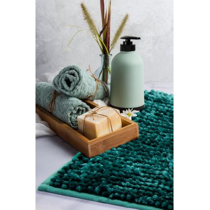 Tapete de casa de banho antiderrapante CHENILLE 50x80 cm turquesa