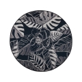 Tapete de exterior JUNGLE 135 cm preto/branco/padrão de folhas