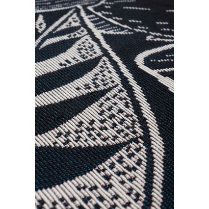 Tapete de exterior JUNGLE 135 cm preto/branco/padrão de folhas