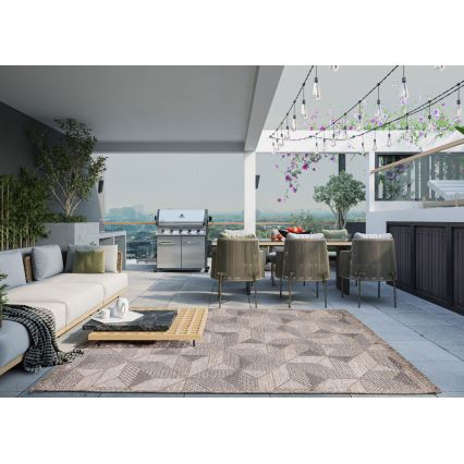 Tapete de exterior ORIA 120x170 cm cinzento/bege