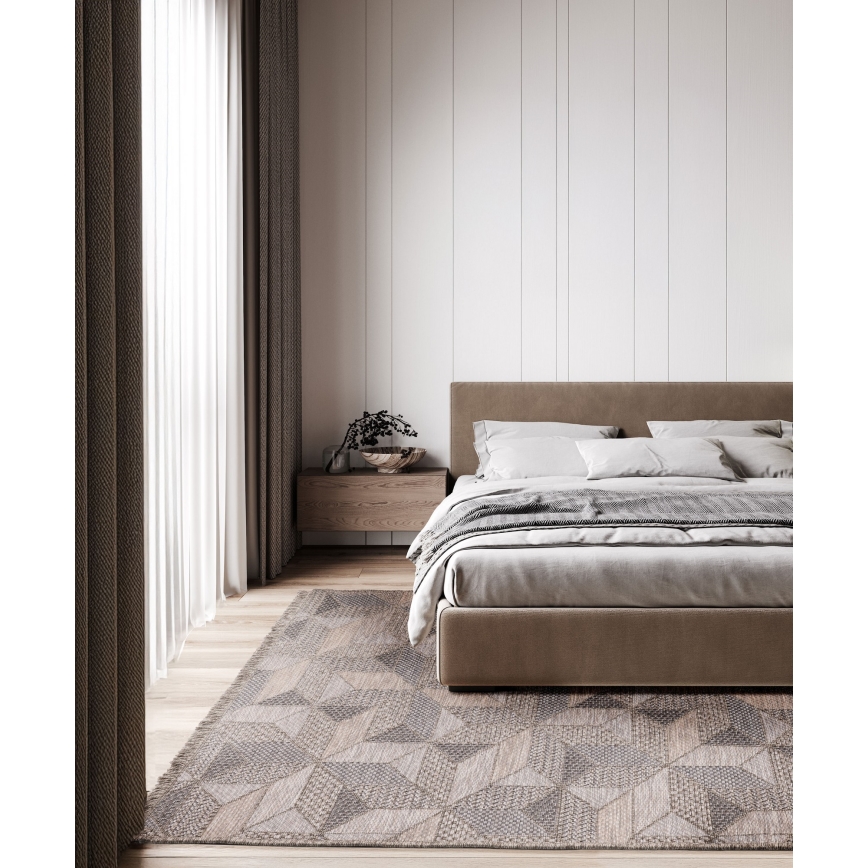 Tapete de exterior ORIA 120x170 cm cinzento/bege