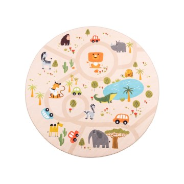 Tapete infantil antiderrapante ARES STREETS 160 cm bege/safari