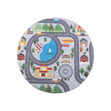 Tapete infantil antiderrapante ARES STREETS 160 cm cinzento/cidade