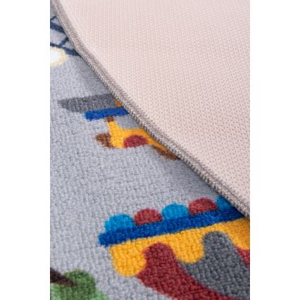 Tapete infantil antiderrapante ARES STREETS 160 cm cinzento/cidade