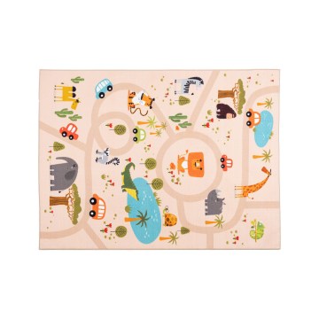 Tapete infantil antiderrapante ARES STREETS 80x150 cm bege/safari