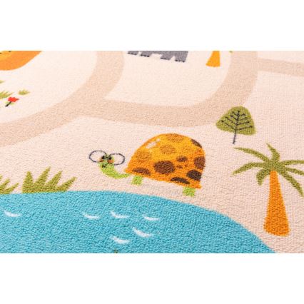 Tapete infantil antiderrapante ARES STREETS 80x150 cm bege/safari