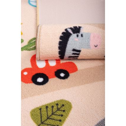 Tapete infantil antiderrapante ARES STREETS 80x150 cm bege/safari