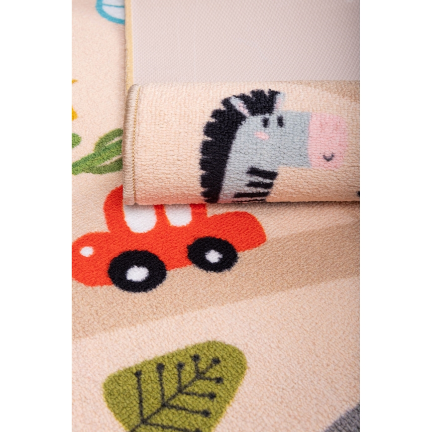 Tapete infantil antiderrapante ARES STREETS 80x150 cm bege/safari