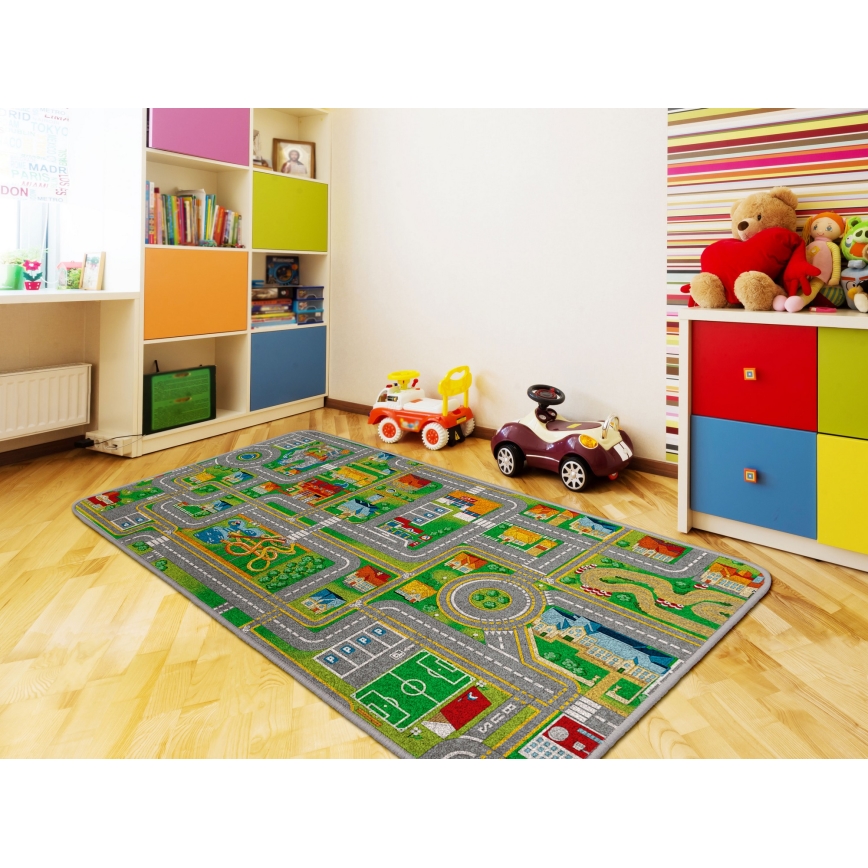 Tapete infantil PLAYTOWN 200x280 cm multicolorido/cidade