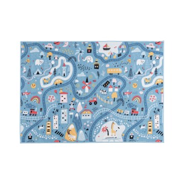 Tapete infantil STELLA STREETS 100x150 cm azul/cidade