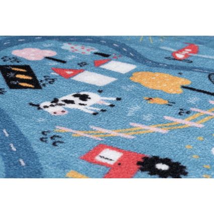 Tapete infantil STELLA STREETS 100x150 cm azul/cidade