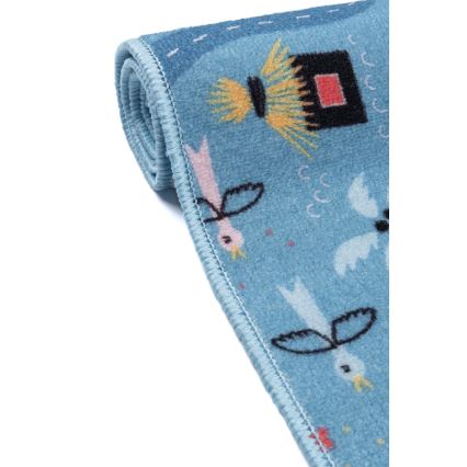 Tapete infantil STELLA STREETS 100x150 cm azul/cidade