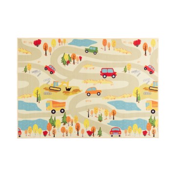 Tapete infantil STELLA STREETS 100x150 cm bege/cidade