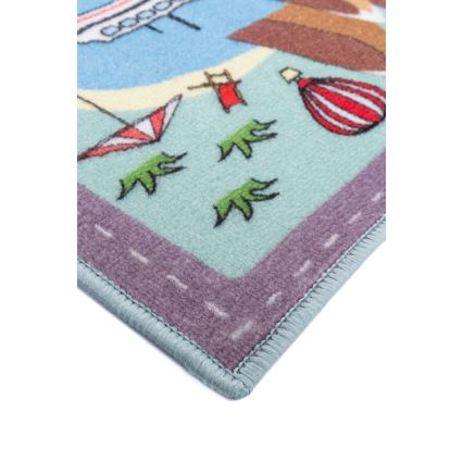 Tapete infantil STELLA STREETS 100x150 cm turquesa/cidade