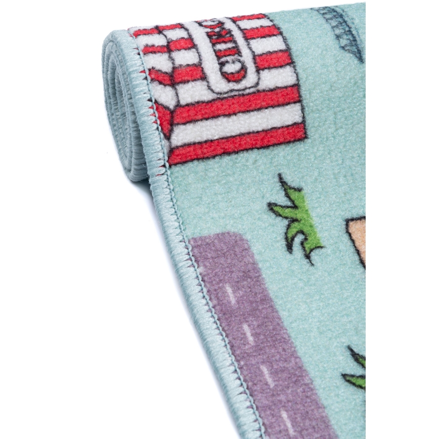 Tapete infantil STELLA STREETS 100x150 cm turquesa/cidade