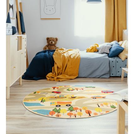 Tapete infantil STELLA STREETS 120 cm bege/cidade