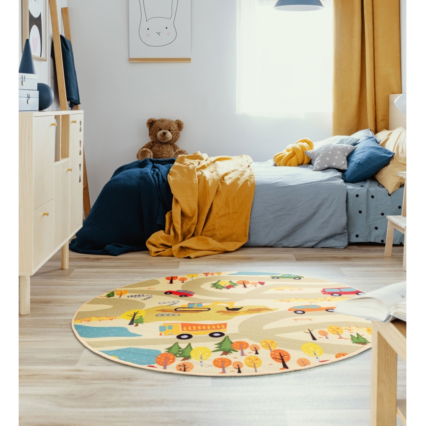 Tapete infantil STELLA STREETS 120 cm bege/cidade