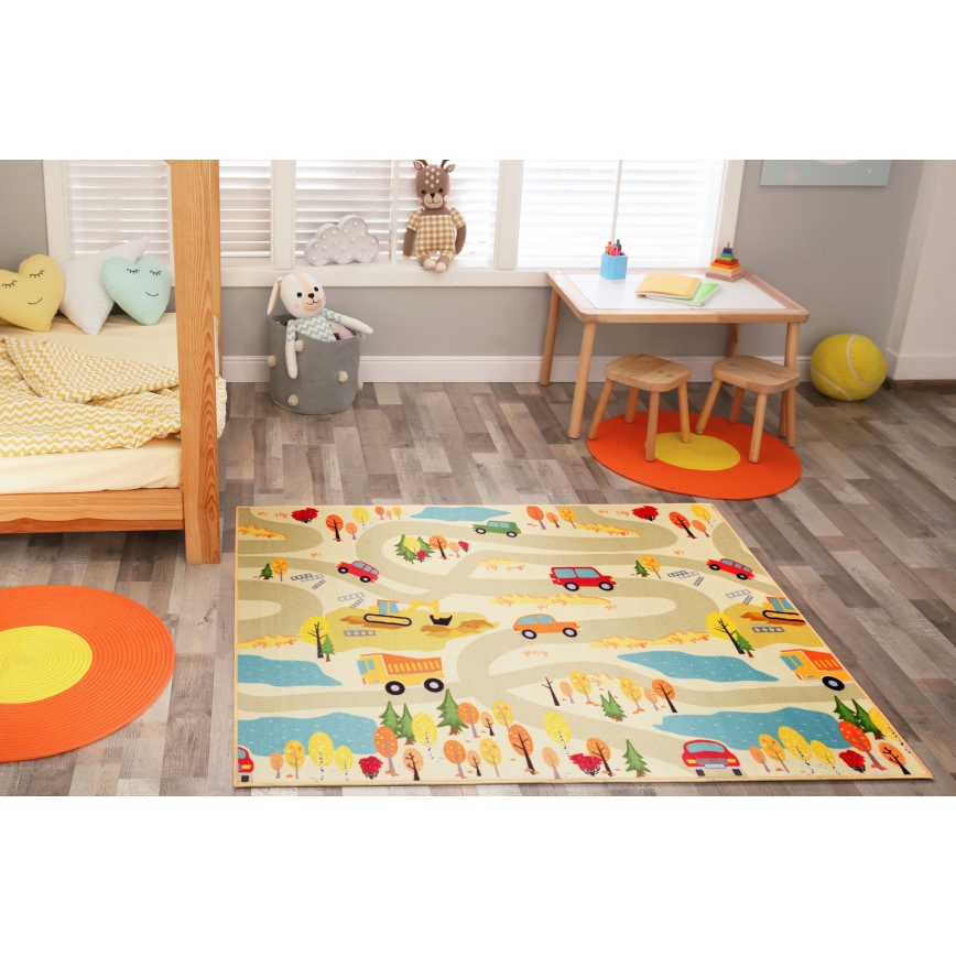 Tapete infantil STELLA STREETS 120x170 cm bege/cidade