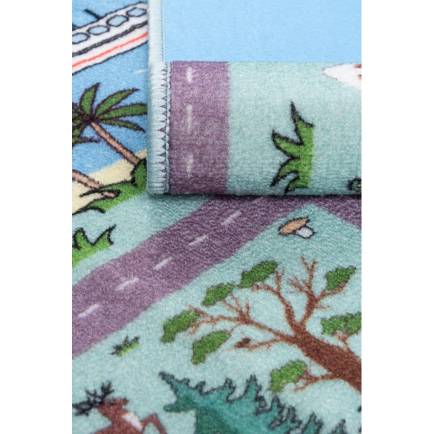 Tapete infantil STELLA STREETS 120x170 cm turquesa/cidade