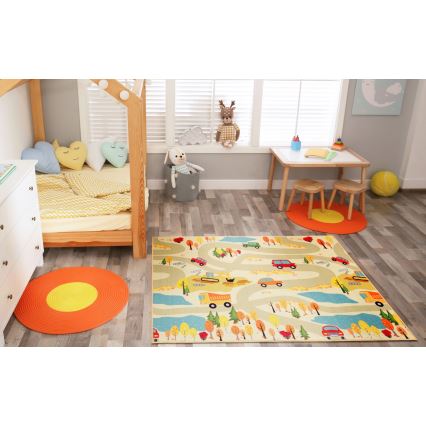Tapete infantil STELLA STREETS 80x100 cm bege/cidade