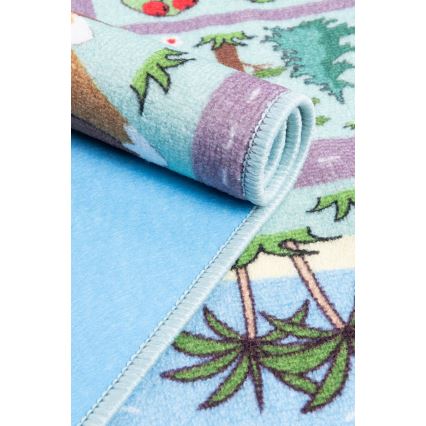Tapete infantil STELLA STREETS 80x100 cm turquesa/cidade