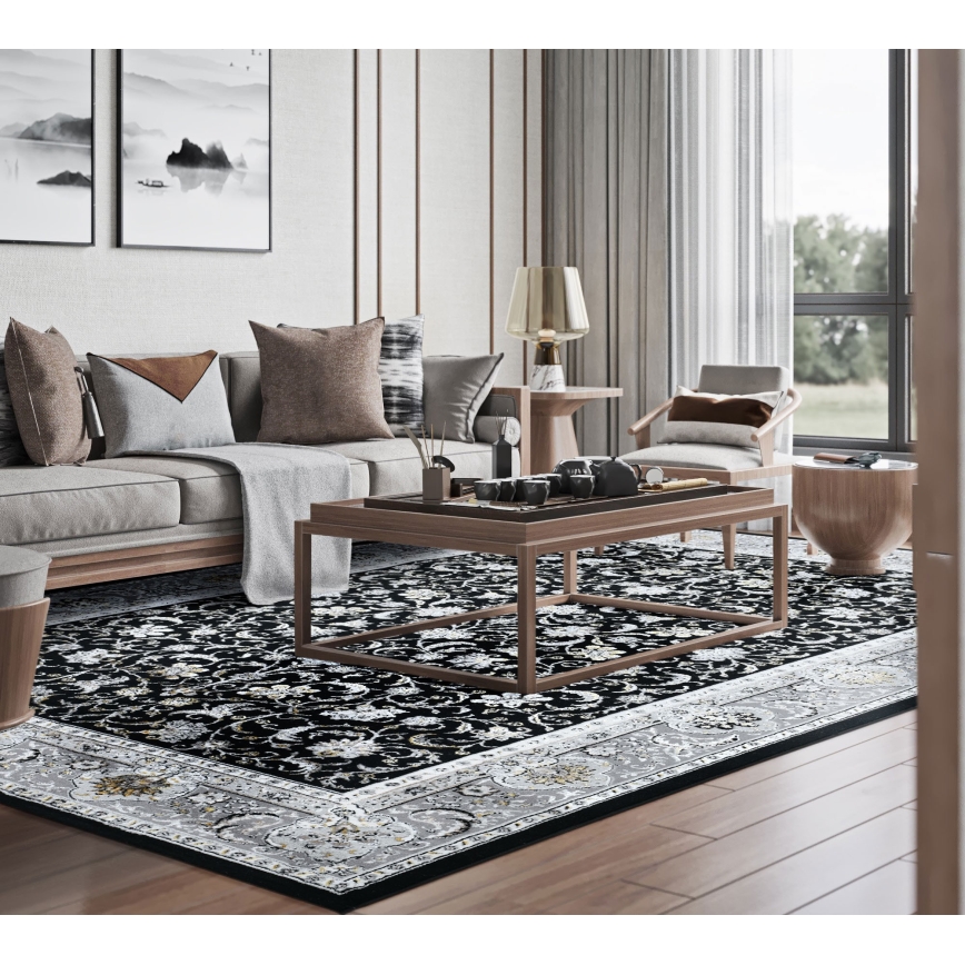 Tapete oriental GRECE 120x170 cm 2150 g/m2 preto/cinza/branco