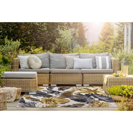 Tapete para exterior CAPPUCCINO 120x180 cm dourado/cinza/branco
