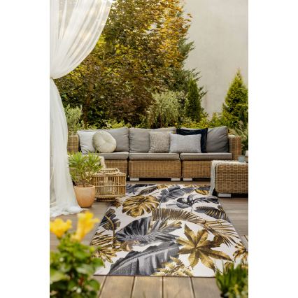 Tapete para exterior CAPPUCCINO 120x180 cm dourado/cinza/branco