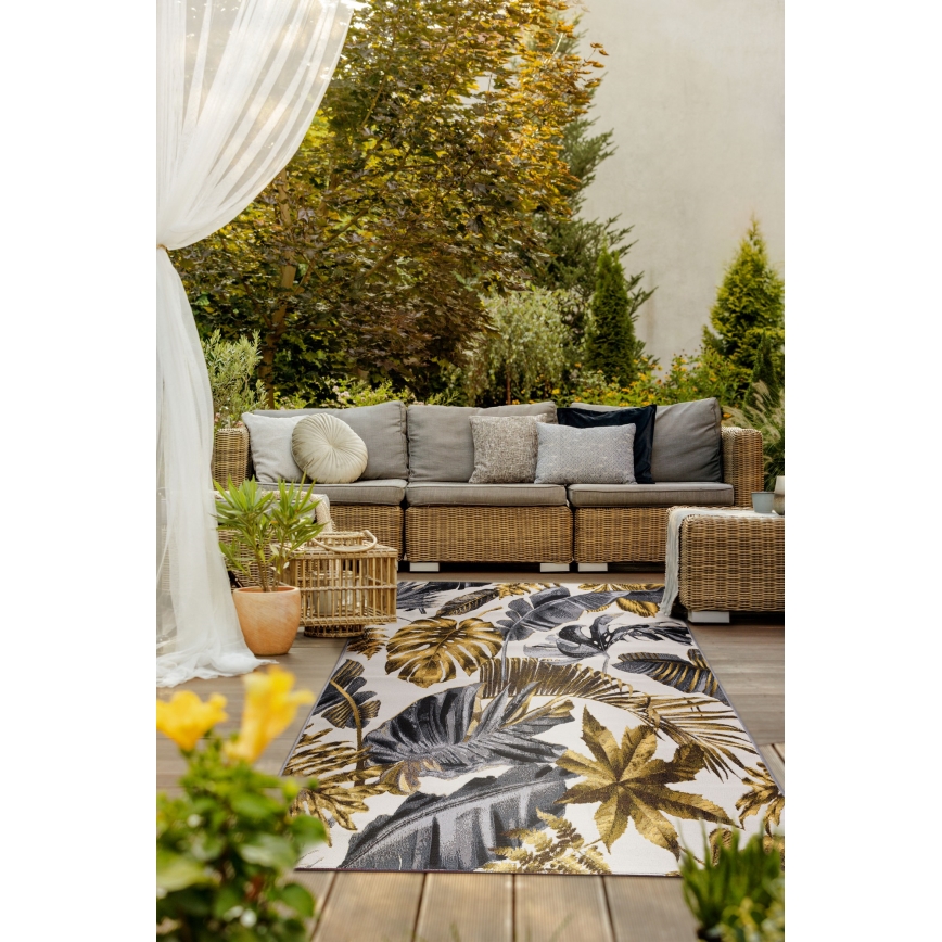 Tapete para exterior CAPPUCCINO 120x180 cm dourado/cinza/branco