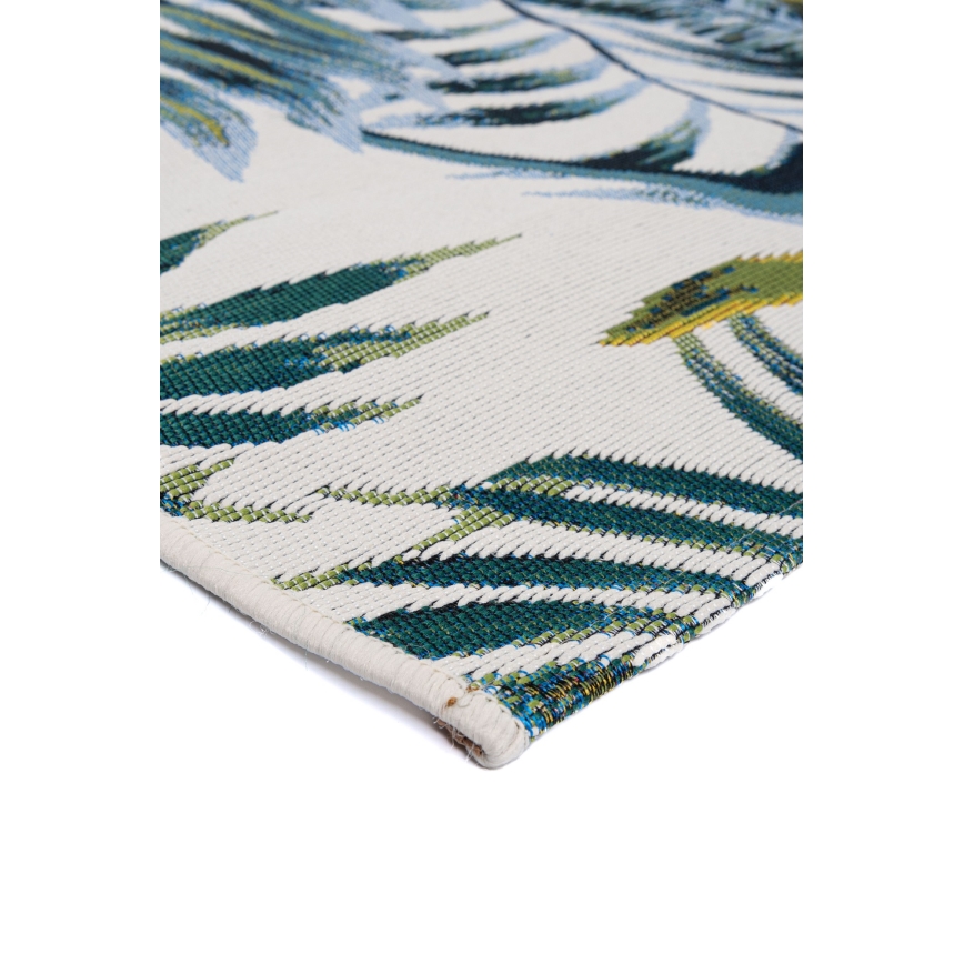 Tapete para exterior CAPPUCCINO 80 x 165 cm turquesa/branco