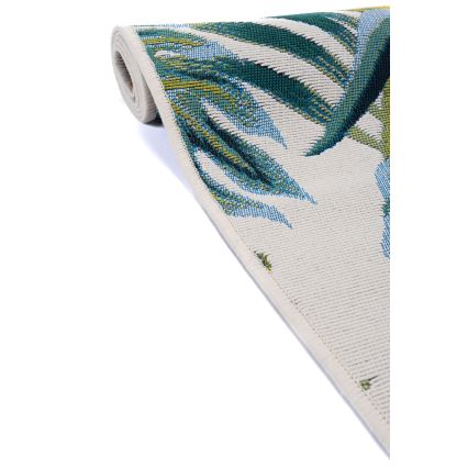 Tapete para exterior CAPPUCCINO 80 x 165 cm turquesa/branco