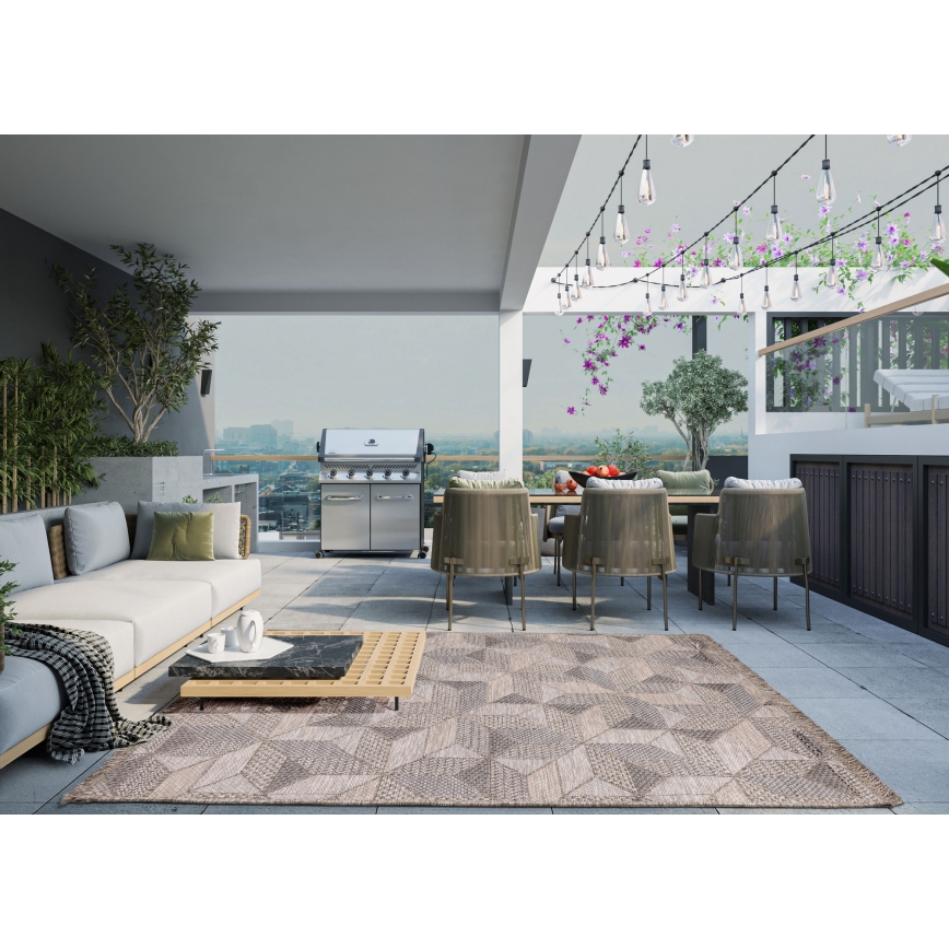 Tapete para exterior ORIA 160x220 cm cinzento/bege