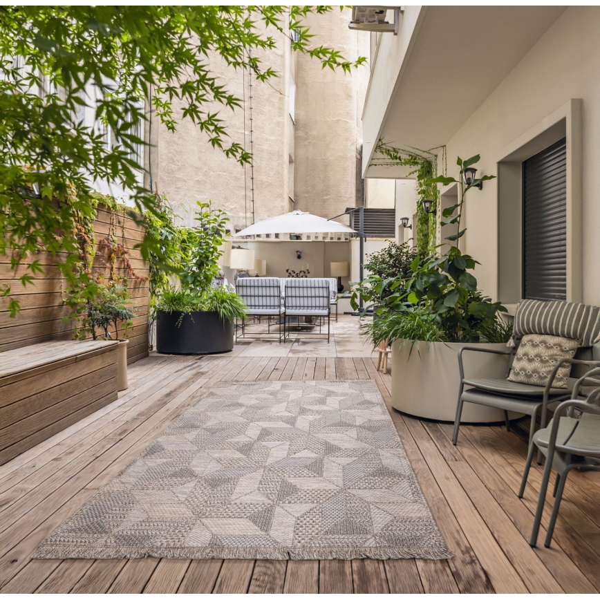 Tapete para exterior ORIA 70 x 140 cm, cinzento/bege