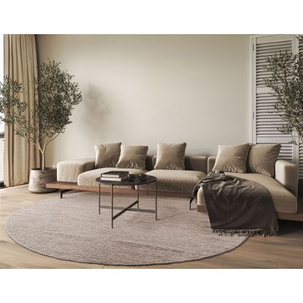 Tapete redondo natural FIR WOOL 160 cm 2600 g/m2 bege