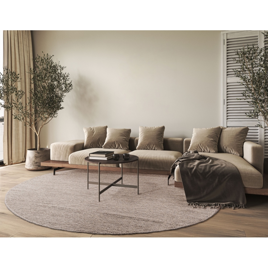 Tapete redondo natural FIR WOOL 160 cm 2600 g/m2 bege