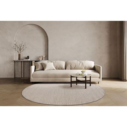Tapete redondo natural FIR WOOL 160 cm 2600 g/m2 cor creme
