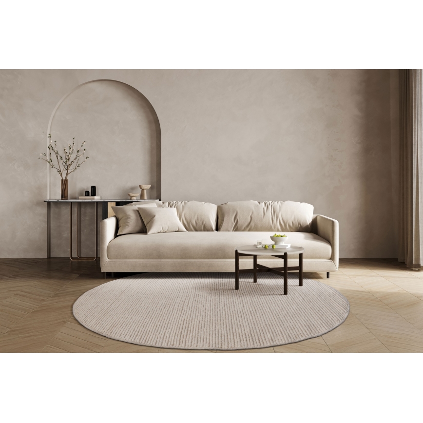 Tapete redondo natural FIR WOOL 160 cm 2600 g/m2 cor creme