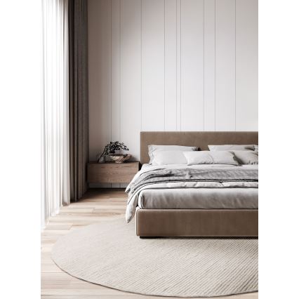 Tapete redondo natural FIR WOOL 160 cm 2600 g/m2 cor creme