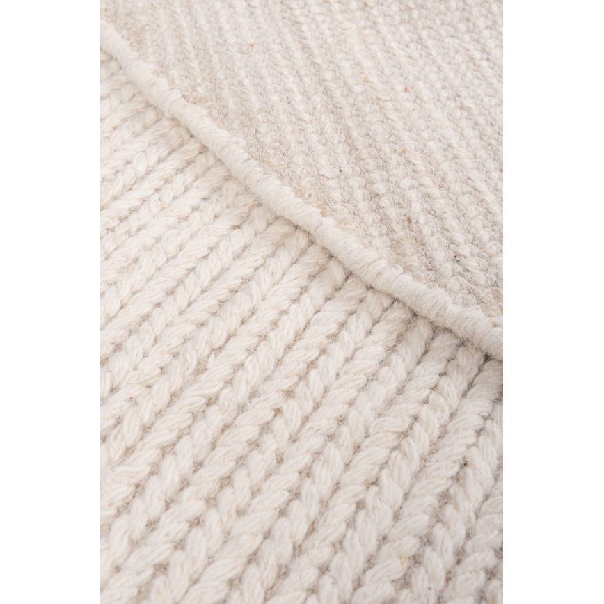 Tapete redondo natural FIR WOOL 160 cm 2600 g/m2 cor creme
