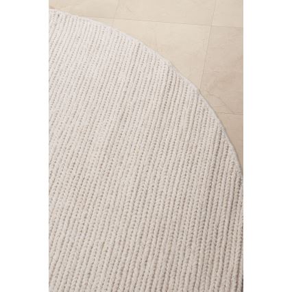 Tapete redondo natural FIR WOOL 160 cm 2600 g/m2 cor creme