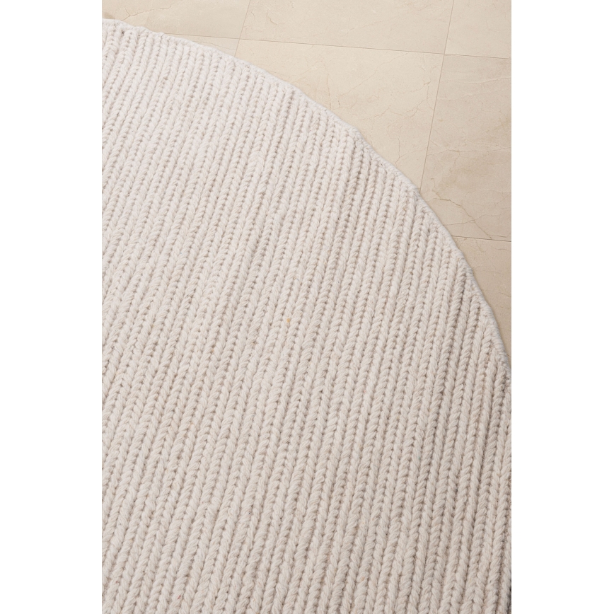 Tapete redondo natural FIR WOOL 160 cm 2600 g/m2 cor creme