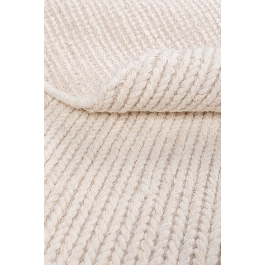 Tapete redondo natural FIR WOOL 160 cm 2600 g/m2 cor creme