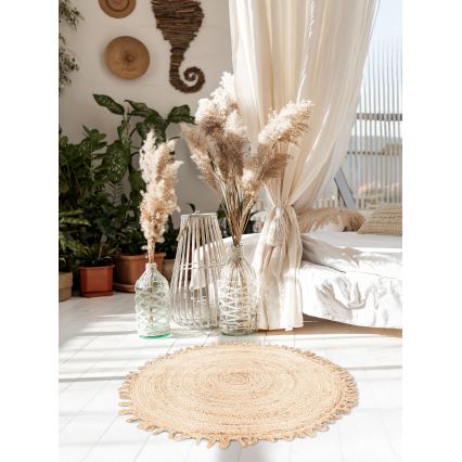 Tapete redondo natural JUTA 100 cm bege