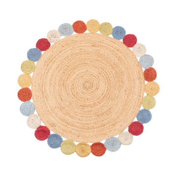 Tapete redondo natural JUTA 120 cm multicolorido
